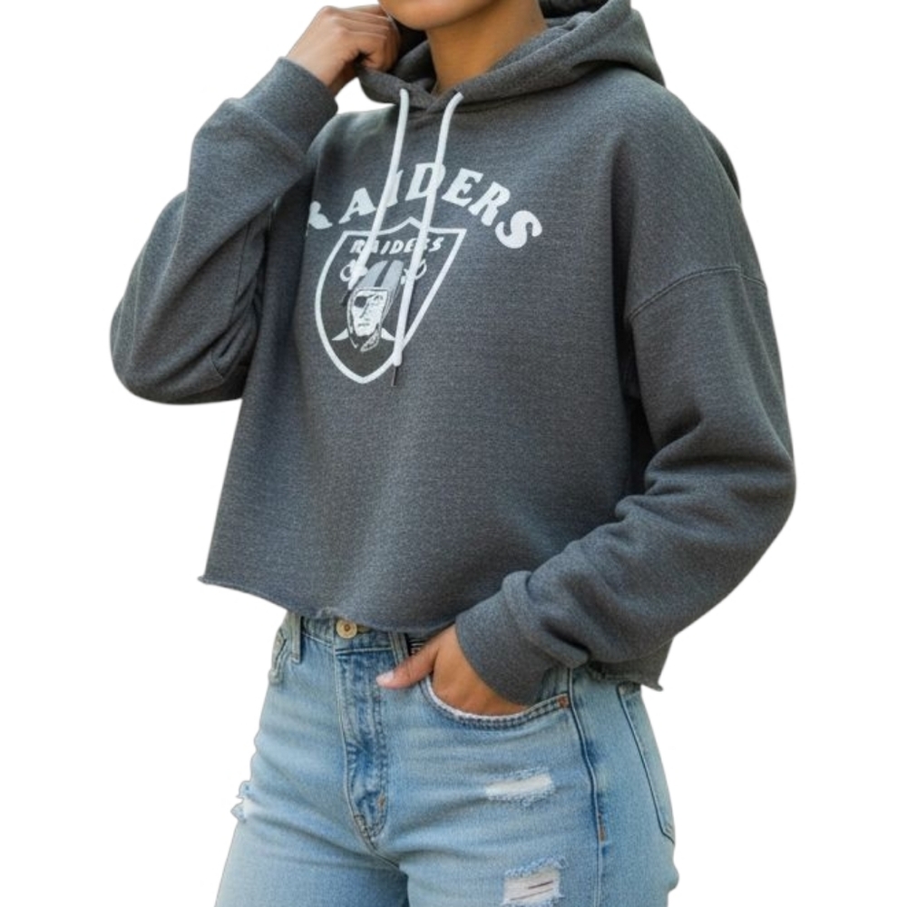 Fanatics NFL Raiders Gray Cropped Hoodie